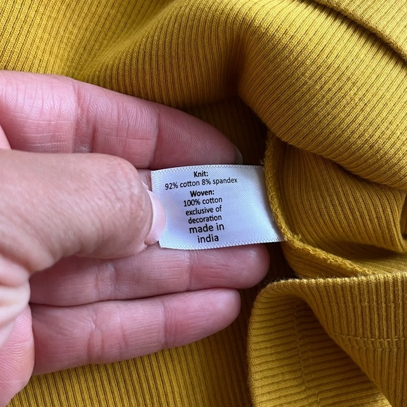 Lane Bryant Women's Size 26/28 Patch Work Long Sleeve Mustard Yellow cotton Top - Picture 8 of 10